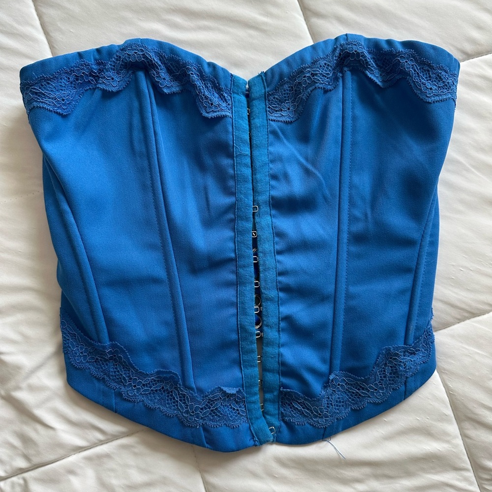 Princess Polly  Blue Lace Corset Top